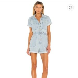 Show Me Your Mumu Denim Cannon Romper (Dockside, Medium)